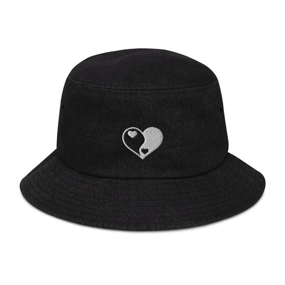 DISCO LEMONADE Yin Yang Embroidered, Denim, Bucket Hat, Y2k, 90s, - Picture 1 of 10